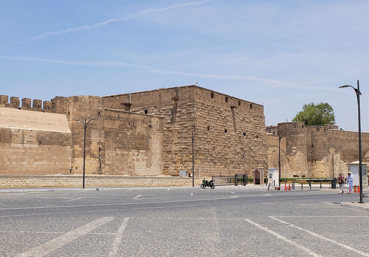 Medieval defensive walls and towers of Saladin Citadel in Cairo