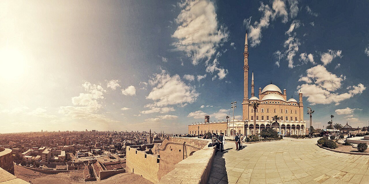 Panoramic view of Cairo and historic mosques from Saladin Citadel